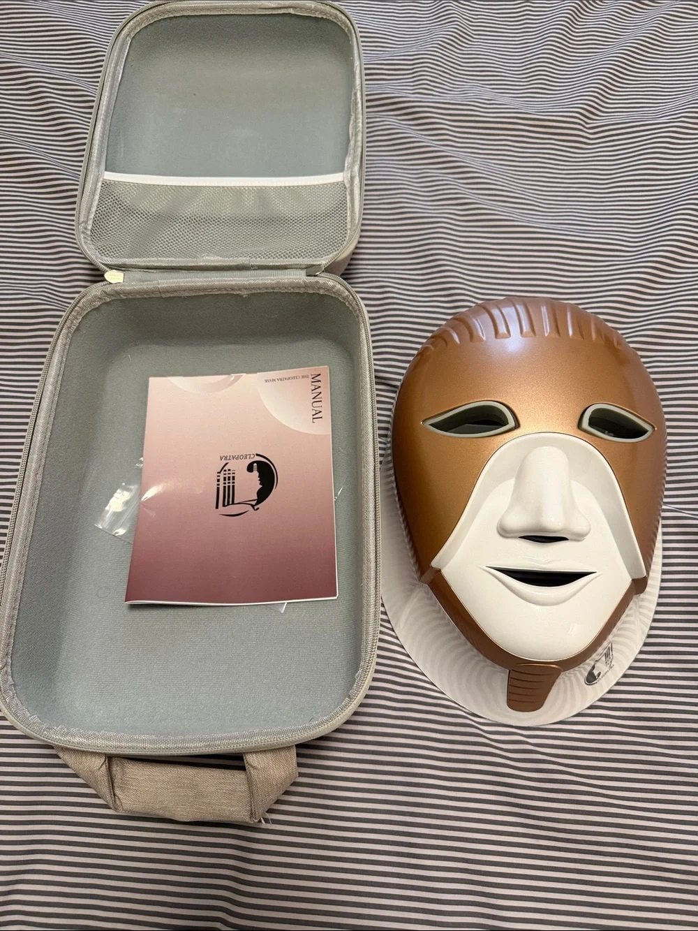 LED Cleopatra Facial Mask Therapy Device - Bronze & White